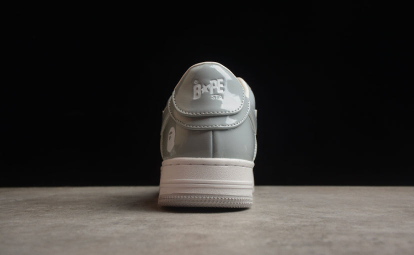 A Bathing Ape Bape Sta Patent Leather White Grey