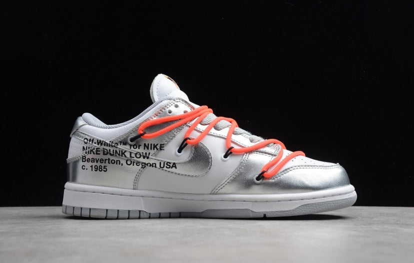 Nike Off-White × Dunk Low 'Metallic Silver'