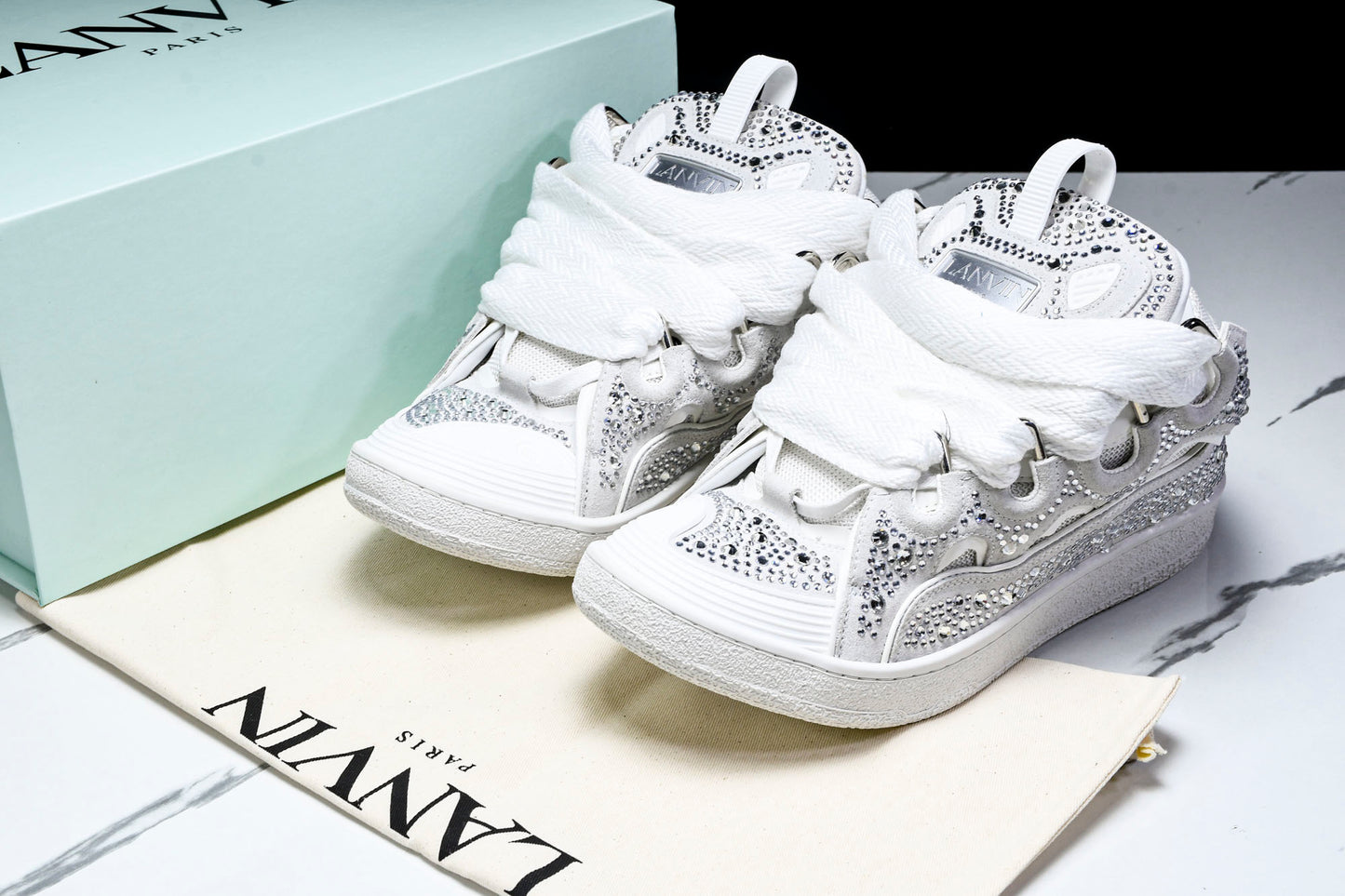 Lanvin Curb rhinestone White
