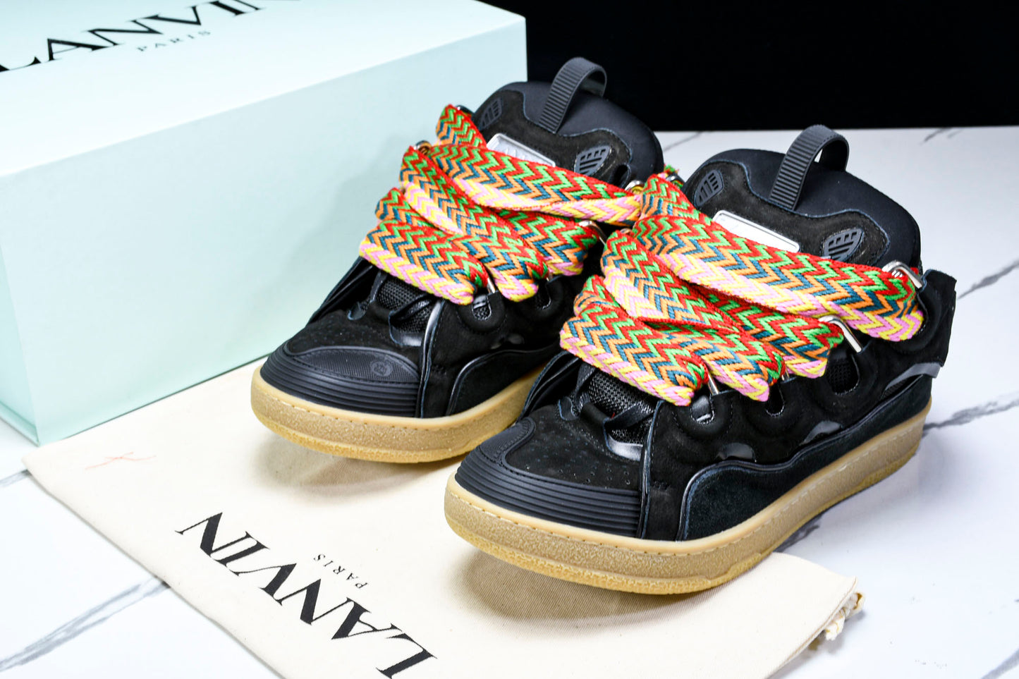 Lanvin calf suede
chunky lace-up sneakers