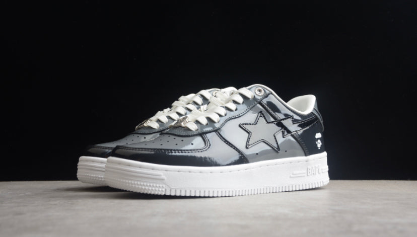 BAPE Black & Grey Patent Sta – SWGN ESSENTAILS