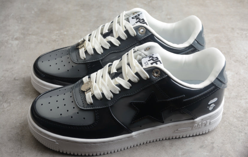 BAPE Black & Grey Patent Sta – SWGN ESSENTAILS